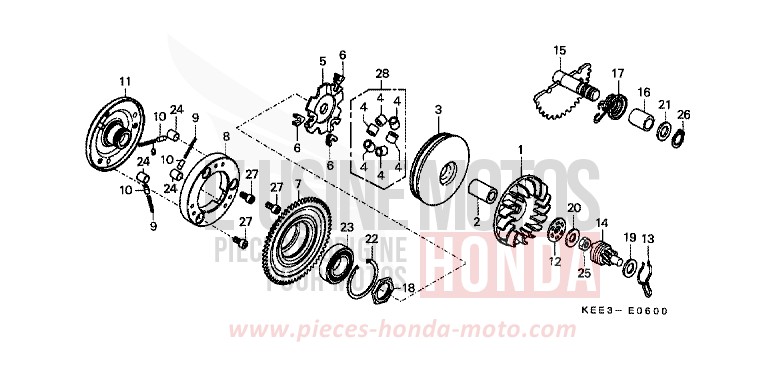 ANTRIEBSFLAECHE/ KICKSTARTERSPINDEL von CB1300 Super Bold'or ABS CANDY GLORY RED-U (R101) von 1996